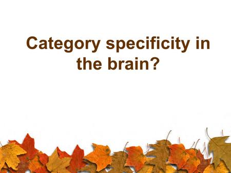 Category specificity in the brain?. INTRODUCTION Category-specific deficits: Category-specific (associative) agnosia Prosopagnosia Word blindness Category.