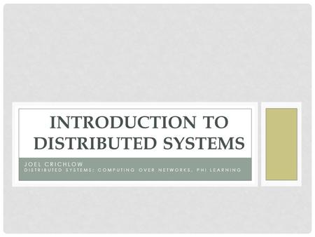 Introduction to Distributed Systems