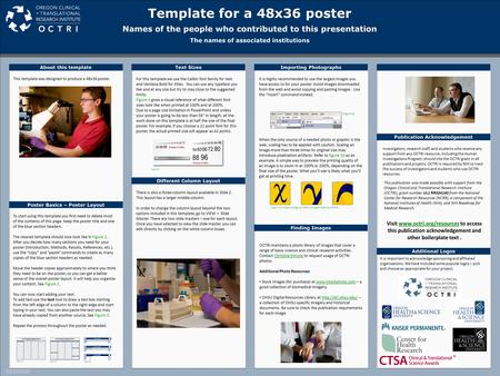 Template for a 48x36 poster Names of the people who contributed to this presentation The names of associated institutions About this template This template.