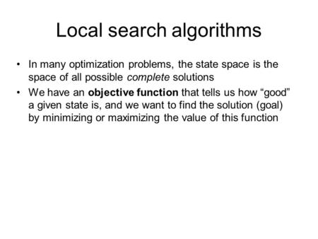 Local search algorithms