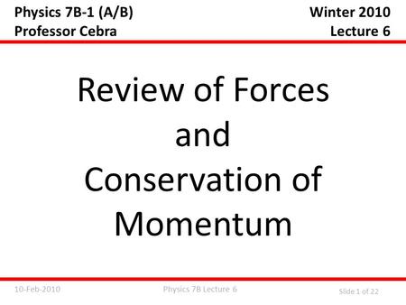 Conservation of Momentum