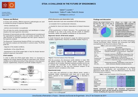 Findings and discussion The critical ergonomic factors identified with the ETdA methodology; Thermal environment, Noise, Postures and movements and Lifting,