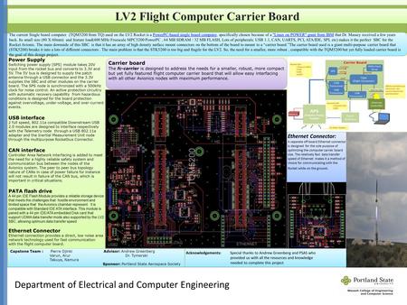 Department of Electrical and Computer Engineering Power Supply Switching power supply (SPS) module takes 20V input from the rocket bus and converts to.