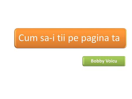 Cum sa-i tii pe pagina ta Bobby Voicu. Mai intai de toate… … e bine sa ai: Un plan de dezvoltare al site-ului Un plan de promovare Un plan de management.