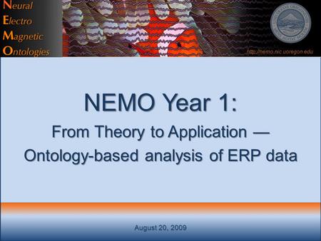 August 20, 2009 NEMO Year 1: From Theory to Application — Ontology-based analysis of ERP data