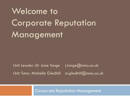 Welcome to Corporate Reputation Management