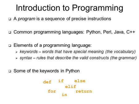 Introduction to Programming