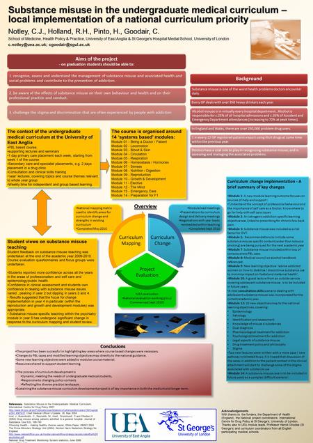 Substance misuse in the undergraduate medical curriculum – local implementation of a national curriculum priority Notley, C.J., Holland, R.H., Pinto, H.,