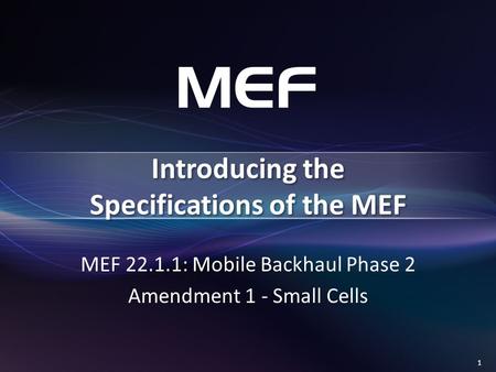 Introducing the Specifications of the MEF