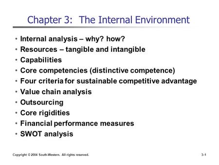 Chapter 3: The Internal Environment