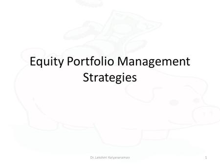 Equity Portfolio Management Strategies