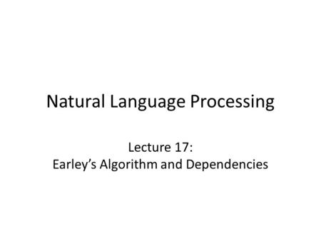 Natural Language Processing