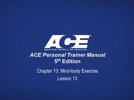 ACE Personal Trainer Manual 5th Edition