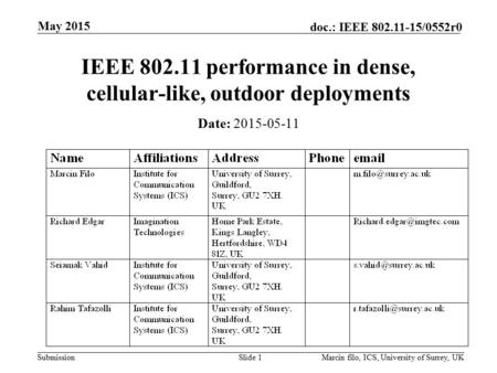 IEEE performance in dense, cellular-like, outdoor deployments