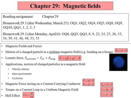 Chapter 29: Magnetic fields