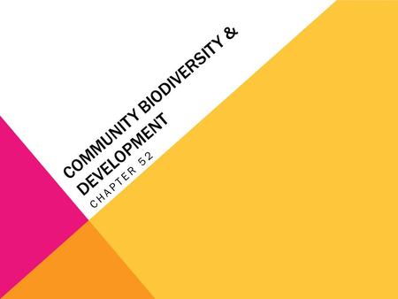 COMMUNITY BIODIVERSITY & DEVELOPMENT CHAPTER 52. SPECIES RICHNESS VS. SPECIES DIVERSITY Species richness = the total number of species in a community.