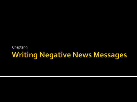 Writing Negative News Messages