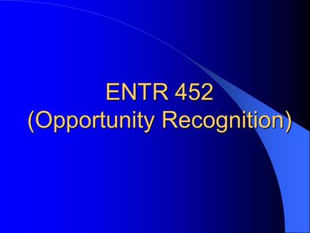 (Opportunity Recognition)