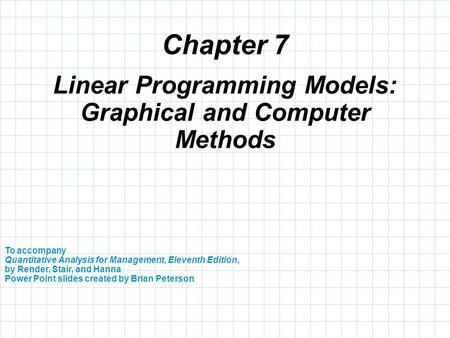 Linear Programming Models: Graphical and Computer Methods