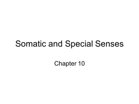 Somatic and Special Senses