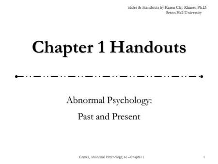 Abnormal Psychology: Past and Present