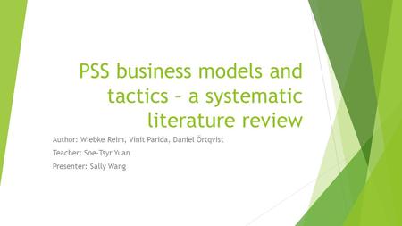 PSS business models and tactics – a systematic literature review