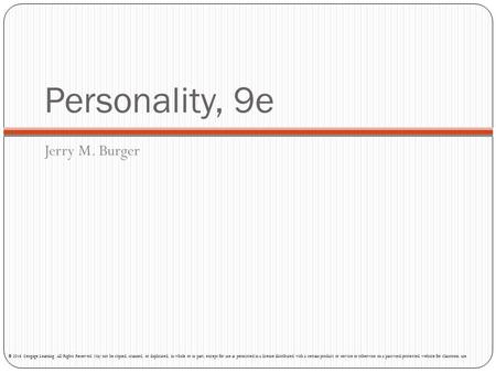 Personality, 9e Jerry M. Burger