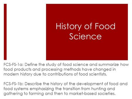 History of Food Science