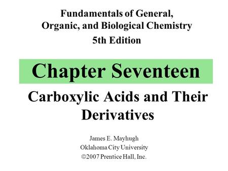 Carboxylic Acids and Their Derivatives