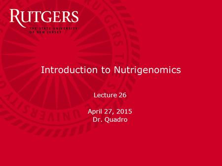 Introduction to Nutrigenomics