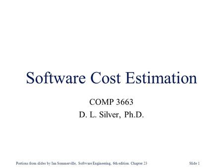 Software Cost Estimation