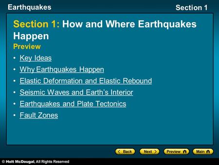 Section 1: How and Where Earthquakes Happen