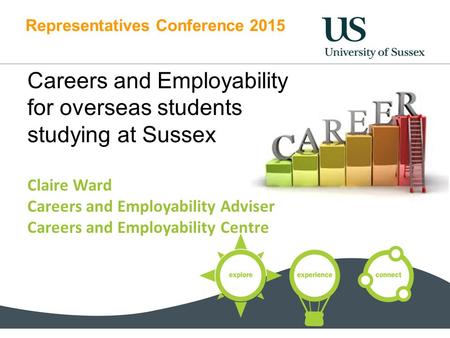 Representatives Conference 2015 Careers and Employability for overseas students studying at Sussex Claire Ward Careers and Employability Adviser Careers.