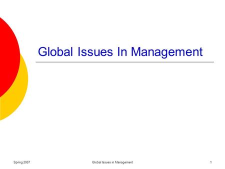 Global Issues In Management