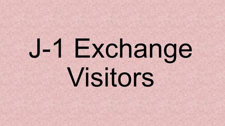 J-1 Exchange Visitors. USEFUL TERMS TO KNOW US Citizenship and Immigration Service (USCIS): Branch of the U.S. Department of Homeland Security which has.