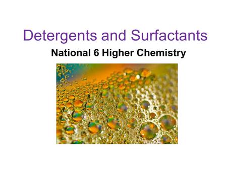 Detergents and Surfactants