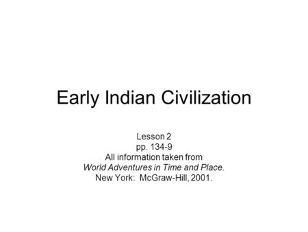 Early Indian Civilization