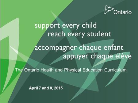 The Ontario Health and Physical Education Curriculum