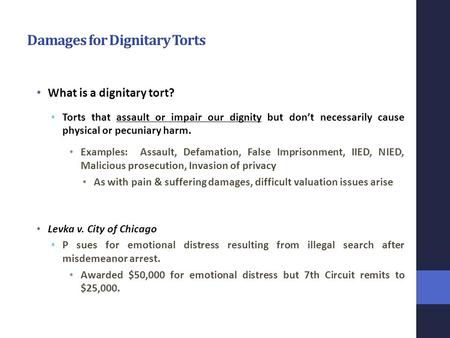 Damages for Dignitary Torts