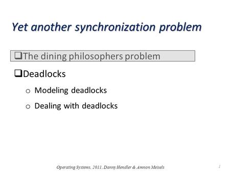 Yet another synchronization problem