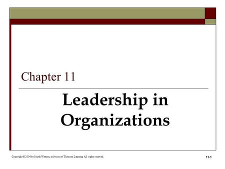 Leadership in Organizations