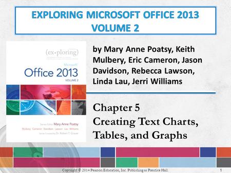 1 Copyright © 2014 Pearson Education, Inc. Publishing as Prentice Hall. by Mary Anne Poatsy, Keith Mulbery, Eric Cameron, Jason Davidson, Rebecca Lawson,