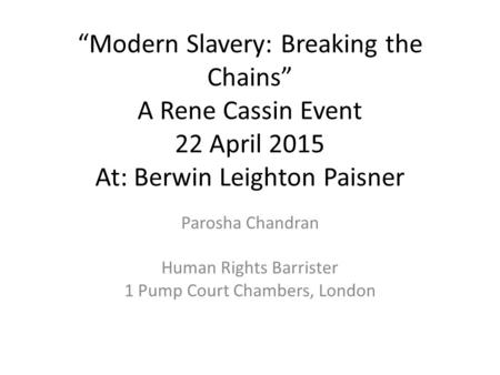 Parosha Chandran Human Rights Barrister 1 Pump Court Chambers, London