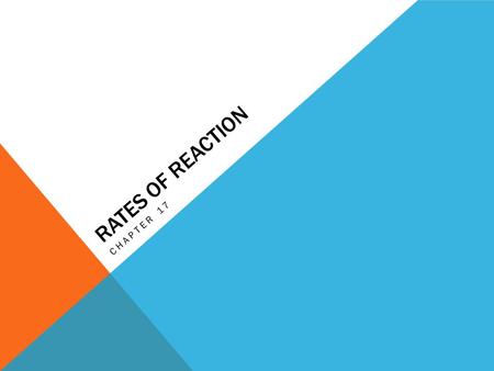 RATES OF REACTION CHAPTER 17. CHEMICAL KINETICS Branch of chemistry concerned with rates and mechanisms of chemical reactions. Reaction Rate- The speed.