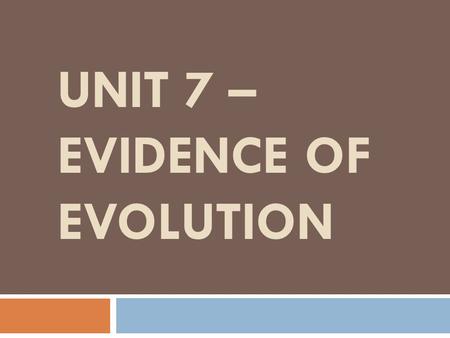 Unit 7 – Evidence of Evolution