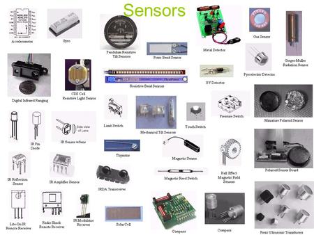 Sensors. What Are Sensors? Devices that change resistance due to – Light – Pressure – Position (angle) –etc… Haptic Perception - involves sensors in the.