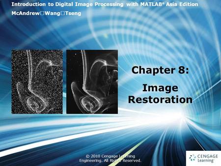 1 © 2010 Cengage Learning Engineering. All Rights Reserved. 1 Introduction to Digital Image Processing with MATLAB ® Asia Edition McAndrew ‧ Wang ‧ Tseng.