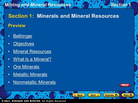 Section 1: Minerals and Mineral Resources