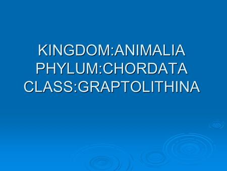 KINGDOM:ANIMALIA PHYLUM:CHORDATA CLASS:GRAPTOLITHINA