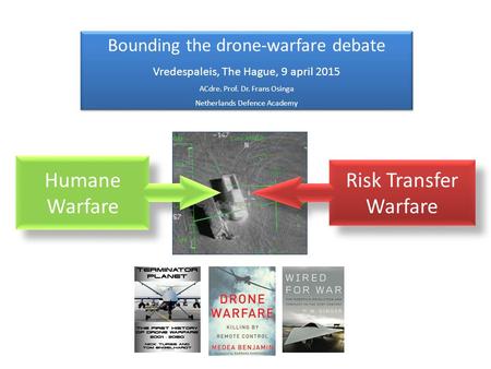 Humane Warfare Risk Transfer Warfare Bounding the drone-warfare debate Vredespaleis, The Hague, 9 april 2015 ACdre. Prof. Dr. Frans Osinga Netherlands.